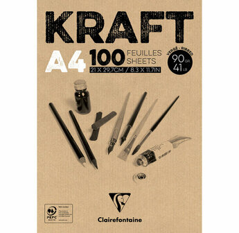 Kraft tekenblok A4 bruin 100 vel