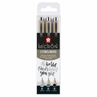 Pigma Micron set 3 fineliners 05 zwart en grijs