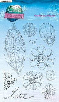 Clear stamps Feather and flowers - Mindful moodling nr. 188