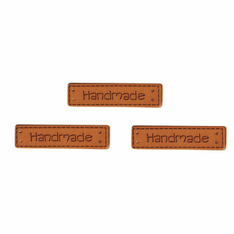 Kunstleren labels &#039;handmade&#039; 3 stuks