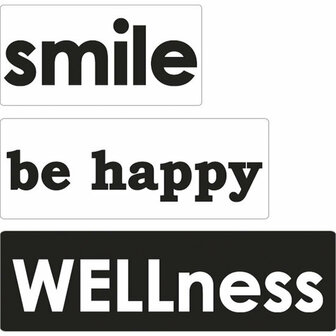 Labels Smile, be happy, WELLness