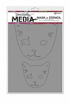 Dina Wakley media stencil - cat head masks