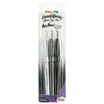 Pentel Brush sign pen handlettering set - shadow edition