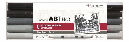 Tombow ABT Pro set&nbsp;Cool grey colors 5 stuks