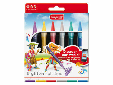 Bruynzeel glitter viltstiften 6 stuks