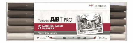 Tombow ABT Pro set&nbsp;Warm grey colors 5 stuks