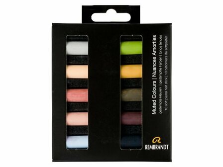 Rembrandt 10 halve softpastels set gedempte kleuren