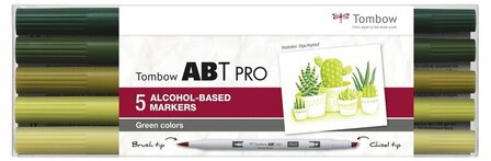 Tombow ABT Pro set&nbsp;Green colors 5 stuks