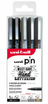 Uni Pin handlettering set 5 stuks