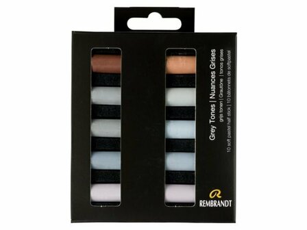 Rembrandt 10 halve softpastels set grijs tonen