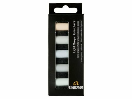 Rembrandt 5 halve softpastels set lichte grijzen