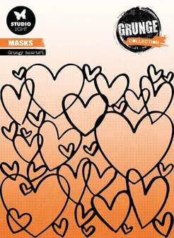 Mask stencil Grungy hearts - Grunge collection nr. 180