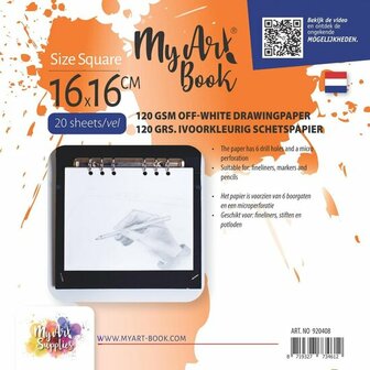 MyArtBook papier vierkant - gebroken wit tekenpapier 120g