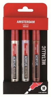 Amsterdam Markers set metallic 3 stuks