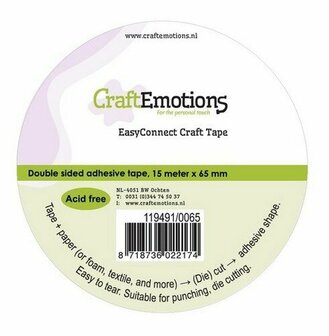 CraftEmotions dubbelzijdige tape 15 m x 65 mm