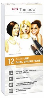 Tombow 12 ABT Dual Brush Pennen Portrait colours