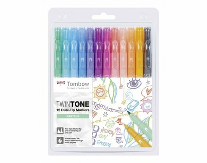 Tombow Twintone marker set pastel 12 stuks