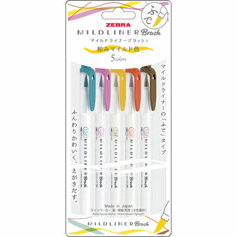 Zebra mildliner brushpen set 5 stuks - deep &amp; warm colors