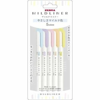 Zebra mildliner set 5 stuks - gentle colors