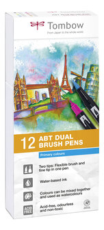 Tombow 12 ABT Dual Brush Pennen Primary