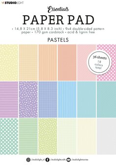 Paper pad A5 36 vel - Double sided unicolor patterns pastel nr. 40