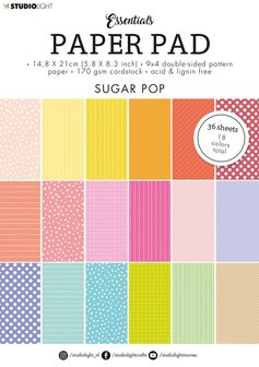 Paper pad A5 36 vel - Double sided unicolor patterns sugar pop nr. 42