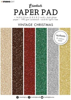 Paperpad A5 glitter vintage christmas - Essentials nr. 50