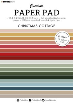 Paper pad A5 36 vel - Double sided unicolor christmas cottage nr. 53