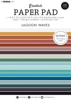 Paper pad A5 36 vel - Double sided unicolor Lagoon waves nr. 89