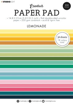 Paper pad A5 36 vel - Double sided unicolor Lemonade nr. 91