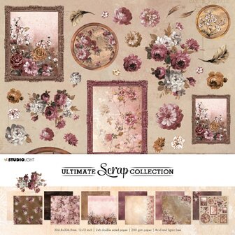 Scrapbookpapier set 12 vel - Ultimate scrap Vintage flowers &amp; wood nr. 21