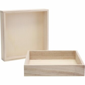 Houten frame met rand, afm 16,2x16,2x3 cm, 10 stuk/ 1 doos