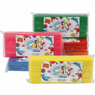 Softy boetseerklei, diverse kleuren, 6x500 gr/ 1 doos