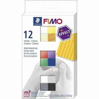 Effect Klei - Zachte Boetseerklei - Diverse Kleuren - DIY, Sieraden Maken, Creatief - 25gr - FIMO - 12 stuks - 1 doos