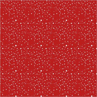 Inpakpapier, donkerrood, Sterren en manen, B: 50 cm, 80 gr, 5 m/ 1 rol