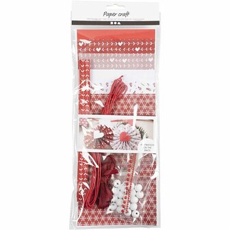 Creatieve mix, papier knippen, rood, wit, 1 doos