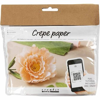 Mini Hobbyset Cr&ecirc;pepapier, Pioenroos, Cr&ecirc;pe-verhouding: 180%, 105 gr, 1 doos