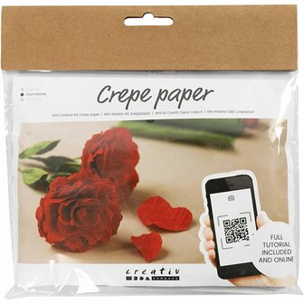 Mini Hobbyset Cr&ecirc;pepapier, Rozen, Cr&ecirc;pe-verhouding: 180%, 105 gr, 1 doos