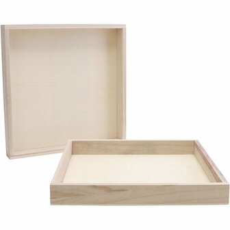 Houten frame met rand, afm 24,5x24,5x3 cm, 10 stuk/ 1 doos