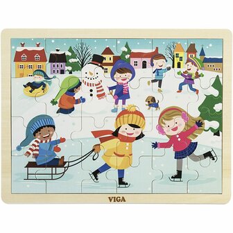 VIGA seizoenen VIGA houten puzzel, de seizoenen, winter, 24 delen, afm 30x22,5 cm, 1 stuk