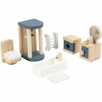 VIGA Meubilair voor poppenhuis, badkamer, afm 2x2x7,5 cm, 7 onderdelen/ 1 set