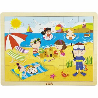 VIGA seizoenen VIGA houten puzzel, de seizoenen, zomer, 24 delen, afm 30x22,5 cm, 1 stuk