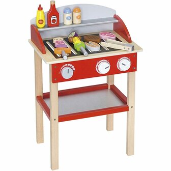 Speelgoed Barbecue &ndash; Houten Speelgoed BBQ &ndash; Kinderbarbecue Met Accessoires &ndash; Houten Barbecue Set &ndash; BBQ Voor Kinderen &ndash; Staand Model - Geschikt Vanaf 3 Jaar