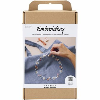 Hobbyset Borduurwerk Pigeon Blue Draagtas &ndash; DIY Borduren &ndash; Borduurset Met Draagtas &ndash; Inclusief Borduurgaren En Kralen &ndash; 1 set