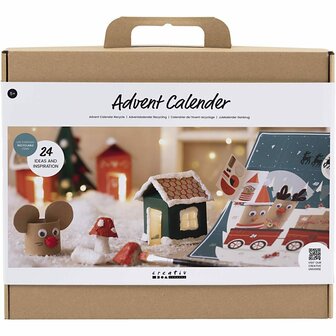 Knutselen Adventskalender Recycling &ndash; DIY Adventskalender &ndash; Recycling Kerst Projecten &ndash; Creatieve Adventskalender &ndash; Gerecycleerde Materialen &ndash; 24 Deurtjes &ndash; Inclusief Instructies &ndash; 1 set