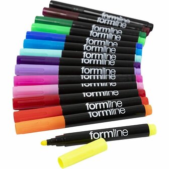 Formline Textielstiften - Knutselstiften - Lijndikte 4-5 mm - DIY Kleding Decoratie - Textielmarkers - Set van 15