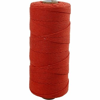 Katoenkoord, rood, L: 315 m, dikte 1 mm, Dunne kwaliteit 12/12, 220 gr/ 1 bol