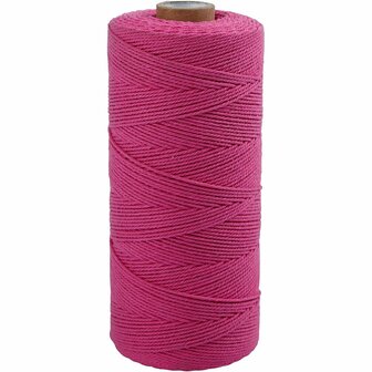 Katoenkoord, roze, L: 315 m, dikte 1 mm, Dunne kwaliteit 12/12, 220 gr/ 1 bol