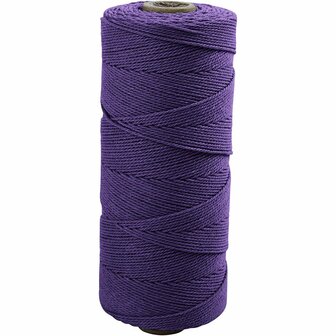 Katoenkoord, violet, L: 315 m, dikte 1 mm, Dunne kwaliteit 12/12, 220 gr/ 1 bol