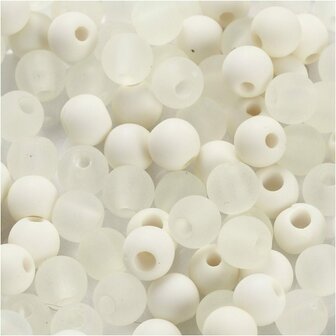 Plastic Kralen, cr&egrave;me, d 6 mm, gatgrootte 2 mm, 40 gr